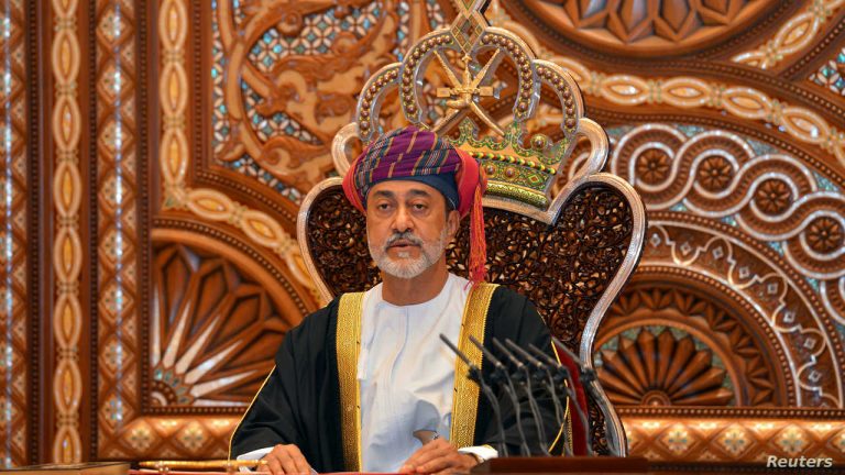 Sultan Haitham bin Tariq al-Said gives a speech after being sworn in, in Muscat